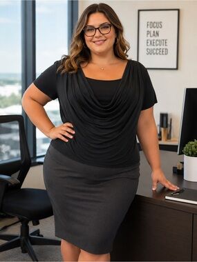 Elementz Black Drape Neck Top